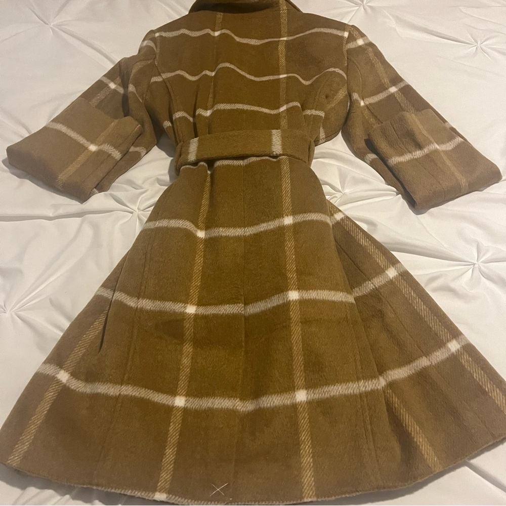 Ann Taylor Plaid Coat Tan Small - Picture 4 of 12